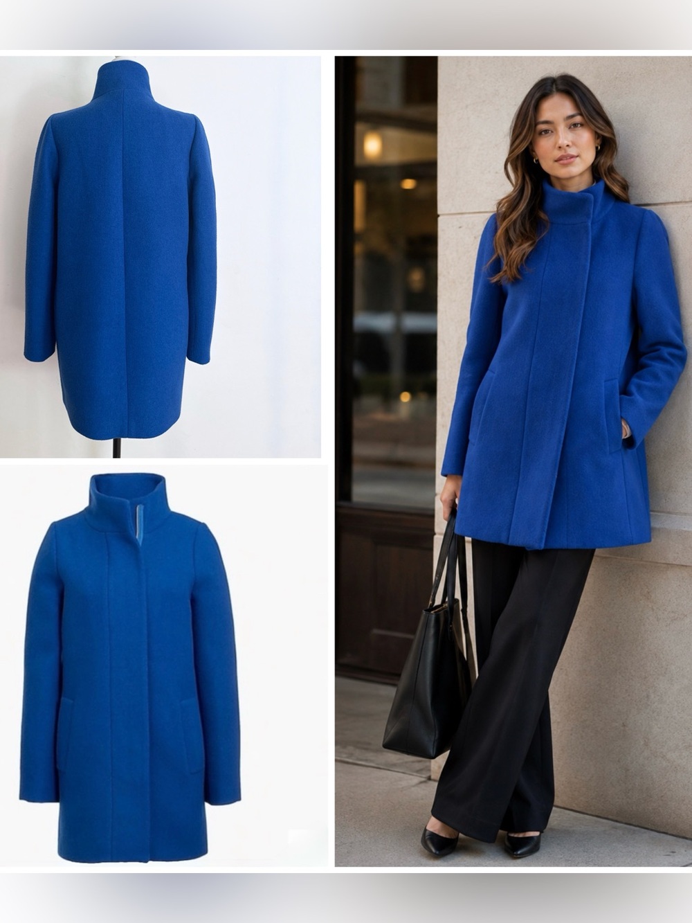 J.Crew Mercantile Royal Blue Wool Blend City Funnel Neck Peacoat Coat J Crew 4